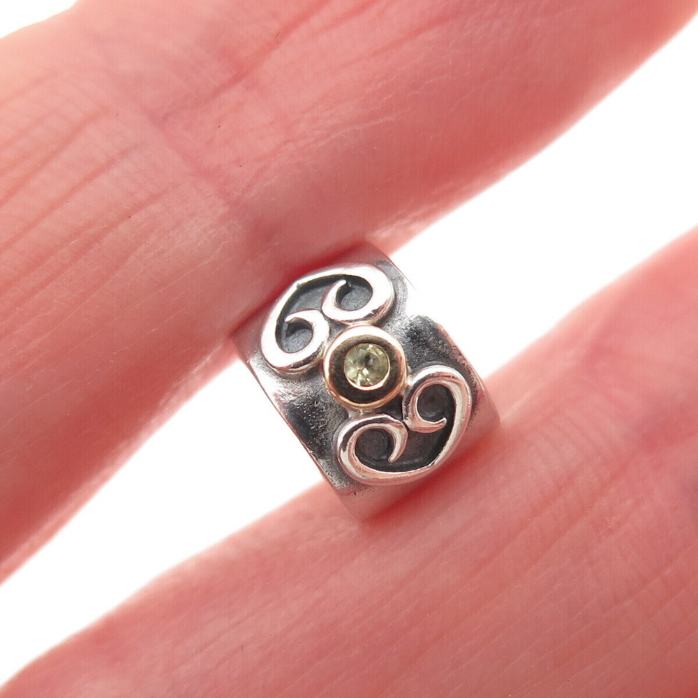 Pandora 925 Sterling Silver & Gold C Z Double Heart Clip Charm